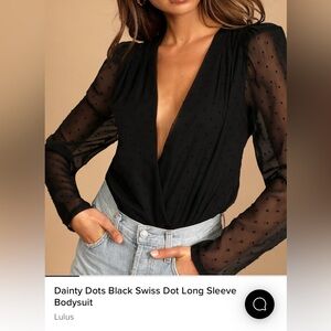 Dainty Dots Black Swiss Dot Long Sleeve Bodysuit